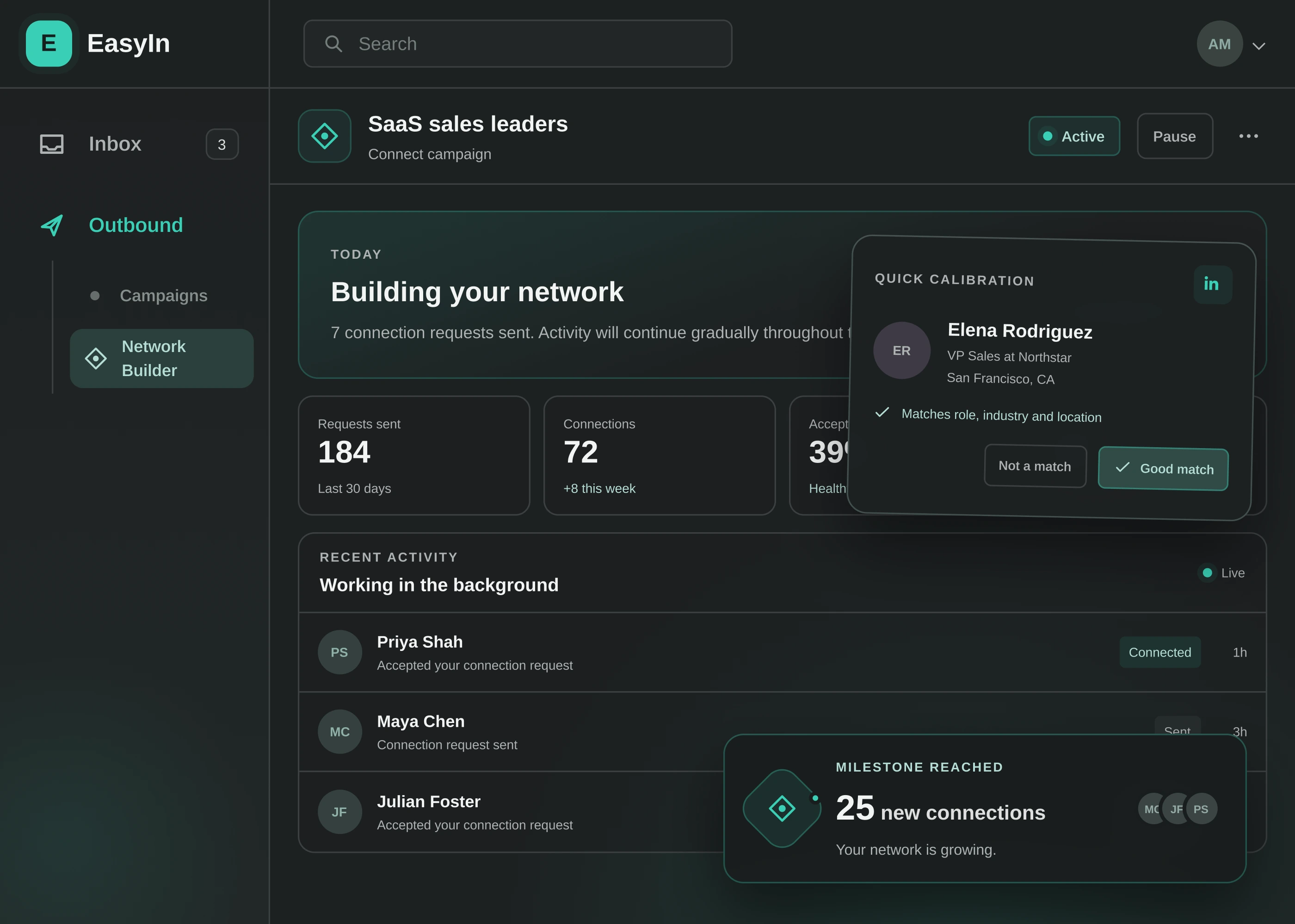 Automated LinkedIn connection requests in EasyIn